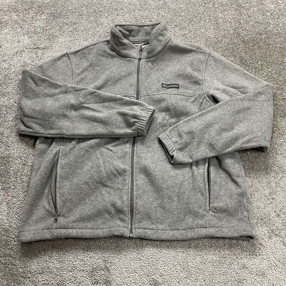 Columbia Steens Mountain Fleece Jacket Mens XXL Gray Full Zip Pockets High Neck - Picture 1 of 10